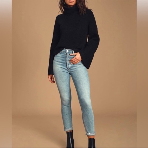 Lulus Fireside Chats Black Knit Turtleneck Sweater Size S - Picture 4 of 9